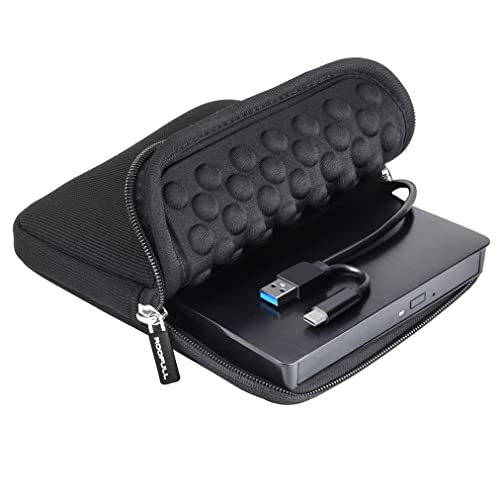 ROOFULL External CD DVD Drive for Laptop & Mac with Case, USB 3.0 Type-C | Portable CD DVD Player Burner Reader Writer ROM +/-RW Optical Drive for MacBook, Desktop PC, Windows 11/10/7, Linux, ECD829-Y - style: 2 in 1 Drive + Carrying Case