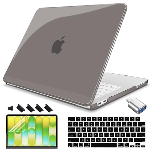 Teryeefi for MacBook Neo 13 Case 2026 Release Model A3404 (A18 Pro Chip), Laptop Protective Hard Shell Cover & Keyboard Cover & Type C Adapter - Crystal Grey - color: Crystal Grey