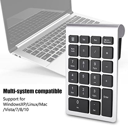 ASHATA Numeric Keypad,22 Keys Numeric Keypad USB Ergonomic Keyboard with Receiver,Support for Android, for for OS Systems.(Silver Black)