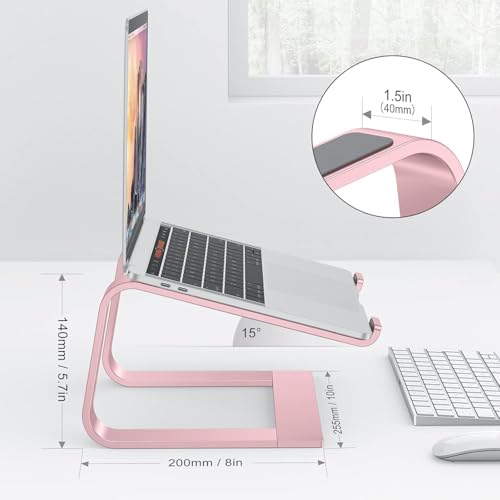 OMOTON Laptop Stand, Detachable Mount for MacBook Air/Pro Dell HP Rose Gold | 11-17" Laptop Holder for Desk, Notebook Computer Mount, Lightweight Cooling for Desk, Ergonomic Home Office - color: Rosegold