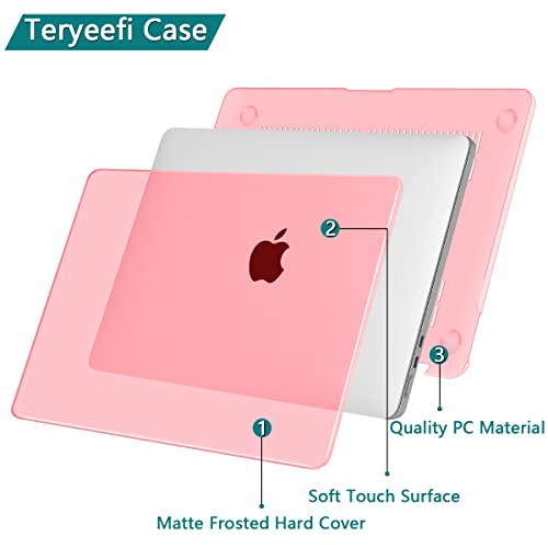 Teryeefi for M5 M4 M3 M2 MacBook Air 13.6 Inch Case 2022 2023 2024 2025 2026 Model: A3449 A3240 A2681 A3113, Hard Shell Cover with Keyboard Cover & USB 3.0 Adapter, Crystal Pink - color: Crystal Pink