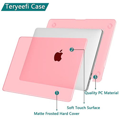 Teryeefi for M5 M4 M3 M2 MacBook Air 13.6 Inch Case 2022 2023 2024 2025 2026 Model: A3449 A3240 A2681 A3113, Hard Shell Cover with Keyboard Cover & USB 3.0 Adapter, Crystal Pink - color: Crystal Pink