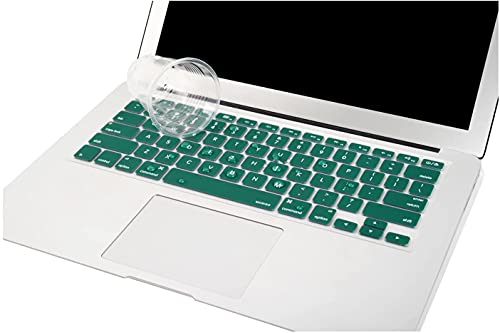 MOSISO Silicone Keyboard Cover Compatible with MacBook Air 13 inch A1466 A1369 2010-2017&Compatible with MacBook Pro 13/15 inch (with/Without Retina Display, 2015 or Older Version), Peacock Green - color: Peacock Green
