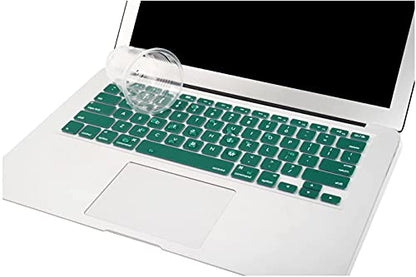 MOSISO Silicone Keyboard Cover Compatible with MacBook Air 13 inch A1466 A1369 2010-2017&Compatible with MacBook Pro 13/15 inch (with/Without Retina Display, 2015 or Older Version), Peacock Green - color: Peacock Green