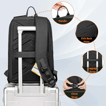 FENRUIEN Tech Backpack for Men, Expandable Backpack with USB C Charging Port, Water Resistant 17.3 Laptop Backpack, Black - size: 17.3 Inch, style: Business