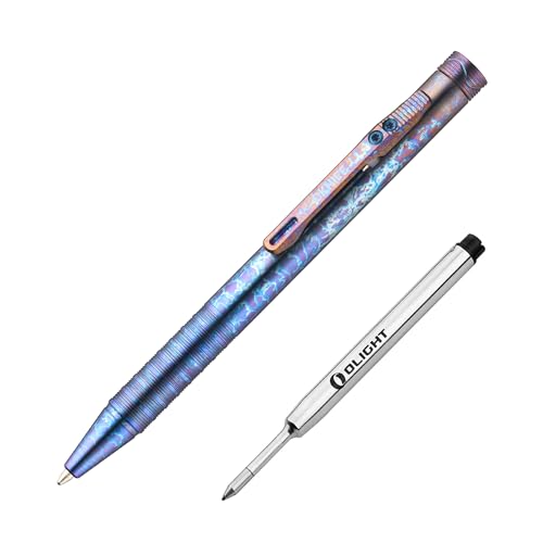 OKNIFE B1 Lightning Strike Titanium Pen, 2-in-1 Clip, 2 pcs Refills | Bolt Action EDC Pen with Built-in Spinning Top for Smooth Writing and Everyday Carry (Lightning Strike Titanium) - color: Lightning Strike Titanium