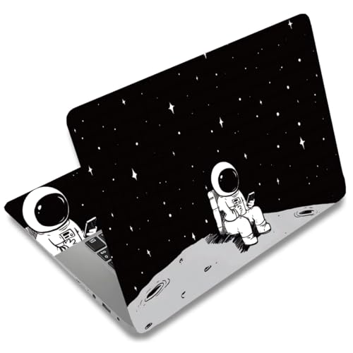 SUPERDANT Laptop Skin Sticker Lunar Astronaut Laptop Decals Personalized Universal Notebook Computer Wrap Vinyl Skin Stickers Cover Art Decal Removable 12-15.6 Inch Waterproof Gifts Black White