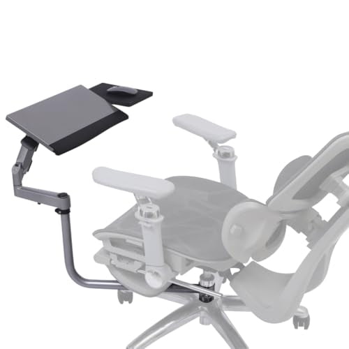 Chair-Mounted Keyboard & Mouse Tray Stand for Gaming and Work, 360° Rotating Height-Adjustable Laptop Mount with Gas Spring ARM