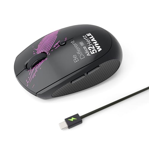 Wireless Mouse (Bluetooth+2.4G) Rechargeable Portable Silent Computer Mouse with Quiet Click and 3 DPI for Laptop/PC/Mac/MacBook/Chromebook/Surface Pro/iPad/Tablet (Whale2) - color: Whale2