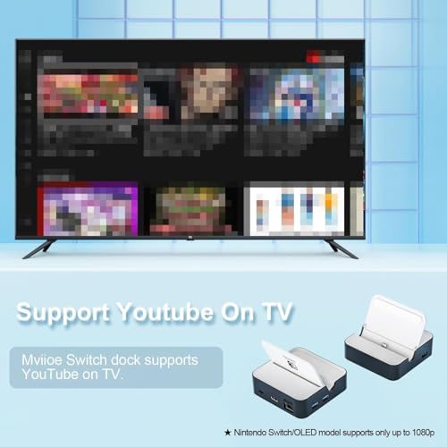 MVIIOE Upgraded Switch TV Dock for Nintendo Switch 1/Switch OLED | Switch Docking Station with LAN Ethernet, Support YouTube, 4K@60HZ 1080P HDMI 2.0 Port, 3 USB Ports & PD Fast Charging White - size: SWITCH 1