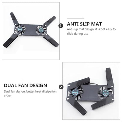 NUOBESTY 2PCS Laptop Cooling Pad Dual Fan USB Powered Quiet Laptop Cooler Stand with Slip Design for Heat Reduction and Compact Storage