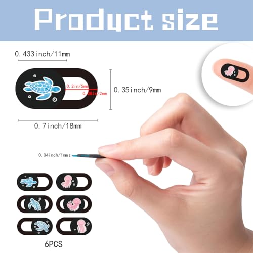 6Pcs 6 Styles Abstract Ocean Camera Cover 0.04 Inch Privacy Guard Accessories, Computer Camera Cover Cute Sea Turtle Jellyfish Pattern for Desktop Loptop Tablet Notebook Mini PC Office Use - color: Jellyfish