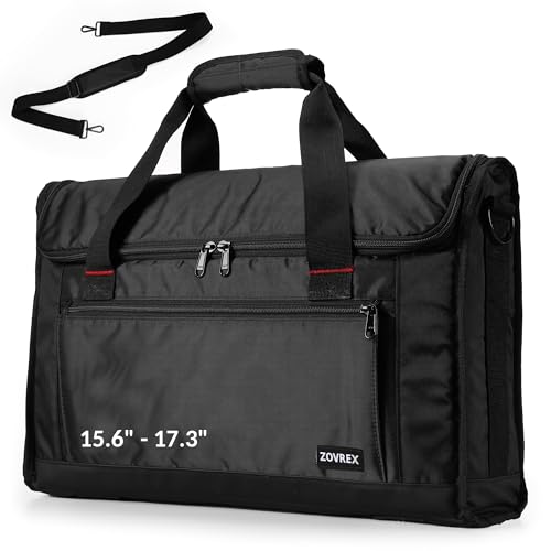 Portable Monitor Carrying Case for 15.6” to 17.3” Portable Monitors — Fits 2 Monitors — Structured Travel Bag with Padded Protection Shoulder Strap and Luggage Sleeve for Portable Monitors