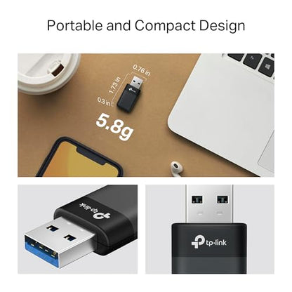 TP-Link AX1800 Wi-Fi 6 USB WiFi Adapter for Desktop PC (Archer TX23U) – Dual-Band Wireless Adapter, Up to 1.8 Gbps (5GHz, 2.4GHz), USB 3.0, Plug and Play, Compact Design, WPA3, Supports Windows 11/10 - style: AX1800, WiFi 6