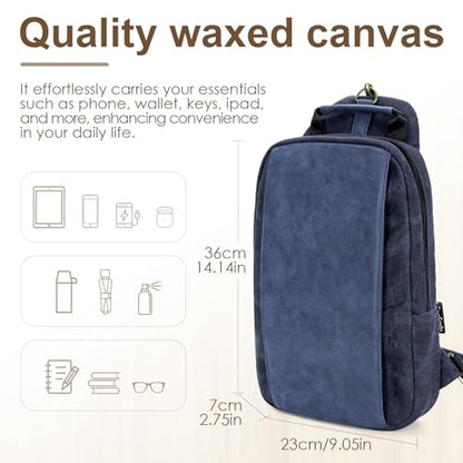 Canvas Messenger Bag Sling Bag Crossbody Shoulder Bag for Men Women Travel Work Satchel Bags - color: Blue-b