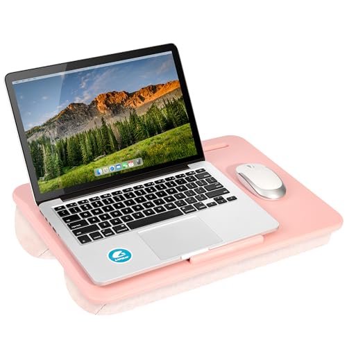 LAPGEAR The Original Lap Desk – Rose Quartz, Fits 17" Laptops | Microbead Cushion, Device Ledge, Built-In Pencil Tray, Carry Handle - color: Rose Quartz, size: 17" Laptop (The Original)