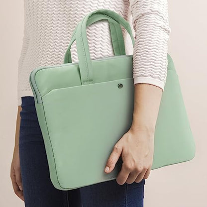 14 Inch Laptop Sleeve Case Carrying Padded Bag with Handle, Green | Compatible with 14 Inch Macbook Pro M1 M2 M3 M4 M5 Laptop Computer, Slim Lightweight Protective Computer Portable Bag - color: Green, size: 14 Inch