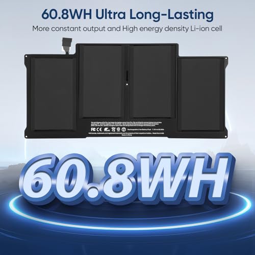 8000mAh A1466 Replacement Laptop Battery for MacBook Air 13 inch A1466 (Mid 2012,Mid 2013,Early 2014,Early 2015,2017) A1369(Late 2010,Mid 2011 Version) A1496 A1405 A1377 (EMC :2925, 2469, 2559, 2392) - size: 11.54*5.39*0.2inch A1466