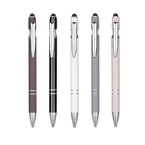 Ballpoint Pen Metal Soft Stylus Pen for Touch Screens，Retractable Tactile Turn Pen，Bulk Pens for Gifts Office Essentials，Medium Point，Black Ink (5 Color) - color: 5 Color