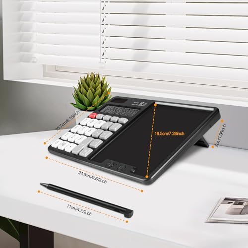 Calculator with Writing Pad - Solar & Battery Dual Power Supply - 12-Digit Large Display Calculator for Business and Office Use (HY-666S) - color: HY-666S