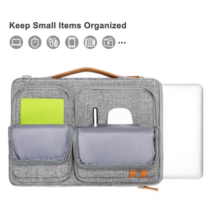 MOSISO 360 Protective Laptop Bag, Computer Bags | Laptop Sleeve Bag with Trolley Sleeve&2 Rectangle Pockets&Handle - color: Gray, size: 16 inch