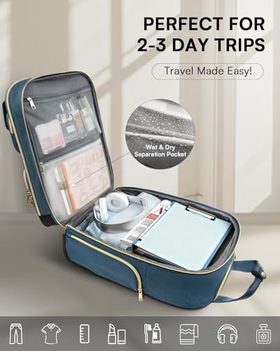 Arcoyard Underseat Carry On Luggage with Wheels, Airline Approved Personal Item Luggage, 16-Inch Multi-functional Underseat Luggage, Lightweight Overnight Suitcase for Women, Bussiness, Travel, Blue - color: Blue