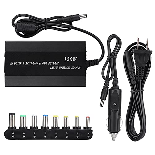 ZJchao 120W Universal Notebook Power Adapter with 8 Connectors and USB Port for Home, Car, and Travel Use (US Plug)