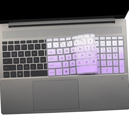 2 PCS Keyboard Cover for HP 15.6" 15-fc 15-fd 15z-fc000 15-fd0083wm 15t-fd000,HP OmniBook 5 AI 16" 16-ag 16-af 16-ba 16-bc 16z-ag100 16z-bc100 Series Laptop 16-af1037nr 16-bc1047nr-OPurlple+Clear - color: OPurlple+Clear