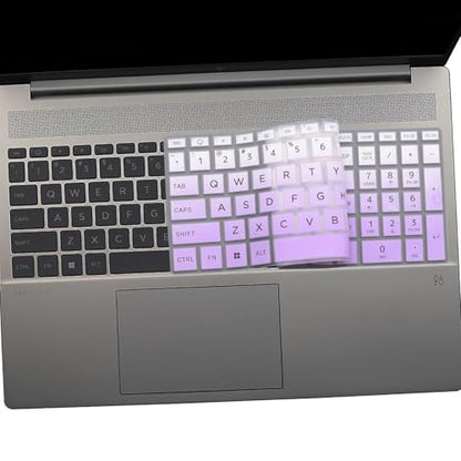2 PCS Keyboard Cover for HP 15.6" 15-fc 15-fd 15z-fc000 15-fd0083wm 15t-fd000,HP OmniBook 5 AI 16" 16-ag 16-af 16-ba 16-bc 16z-ag100 16z-bc100 Series Laptop 16-af1037nr 16-bc1047nr-OPurlple+Clear - color: OPurlple+Clear