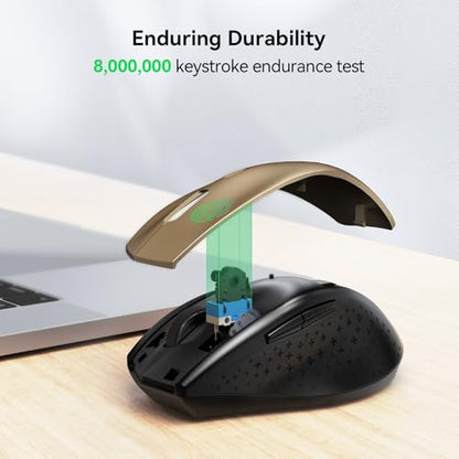 TECKNET Wireless Mouse, 2.4G USB Computer Mouse with 6-Level Adjustable 4800 DPI, 30 Months Battery, Ergonomic Grips, 6 Buttons Portable for PC, Chromebook, Mac - Gold Black - color: Gold