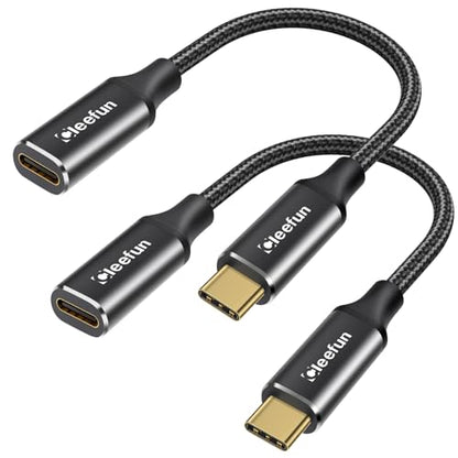 CLEEFUN USB-C Extension Cable 1ft 2-Pack, USB-C Male to Female, 10Gbps Data & 4K Video Sync, 100W Fast Charging for Laptop, Tablet, Phone - color: Black, size: 1ft