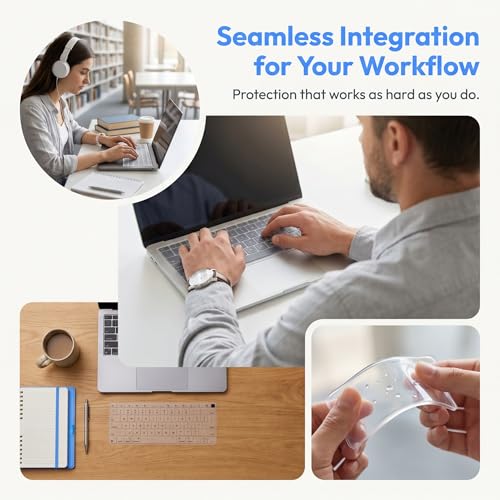 SYNTHORA Laptops 2pcs Clear Keyboard Cover Skin, Ultra Thin Silicone Waterproof Dustproof Protector for 12-14 Inch Laptops Keyboards, Washable Transparent Keyboard Skin (L:12.2" x W:5.08")