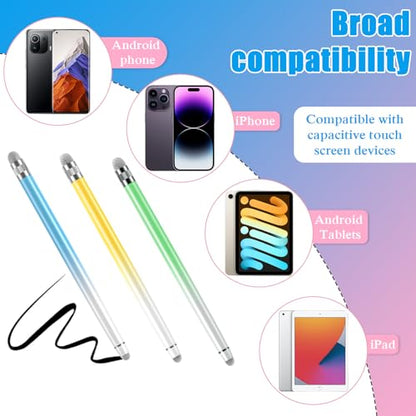 Bopomofo 3PCS Stylus Pen for Touchscreen,High Sensitivity & Precision | Metal Barrel,Fiber Tip,No Charging,Compatible with iPhone iPad Android Microsoft Surface Nintendo Switch Touch Screen - color: Blue/Green/Yellow