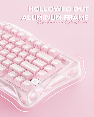 GravaStar Mercury K1 75% Pink Wireless Keyboard, Aluminum Alloy Exoskeleton Design Mechanical Gaming Keyboard, Gasket Hot-Swap Socket, Linear Switches, RGB Backlit【Sakura Pink】 - color: Sakura Pink