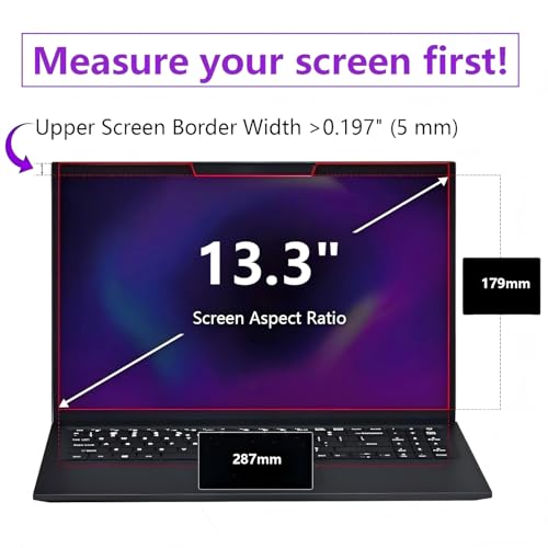 13.3-inch magnetic privacy screen, suitable for laptops with a 16:10 detachable anti-glare filter, reduces blue light/compatible with HP, Dell, Acer, Asus, Samsung, Lenovo and other laptops.