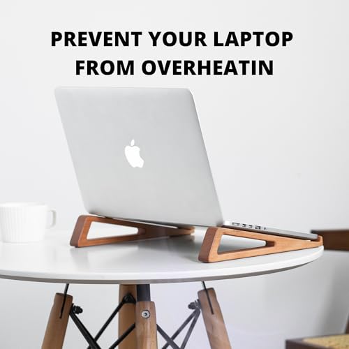 muso wood Laptop Stand for Desk, Cherry Laptop Riser, Ergonomic Wooden Laptop Ventilated Stand with 10 to 17.3 Inches Notebook PC Computer - Cherry