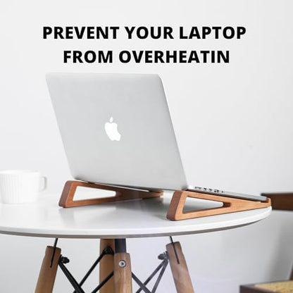 muso wood Laptop Stand for Desk, Cherry Laptop Riser, Ergonomic Wooden Laptop Ventilated Stand with 10 to 17.3 Inches Notebook PC Computer - Cherry