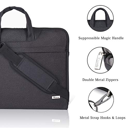 Voova 15.6-15 Inch Laptop Sleeve with Handle, MacBook Sleeve, Black | Splash-proof 15.6-inch laptop sleeve with handle and removable strap; fits notebooks and MacBook Pro for daily commute - color: Black, size: 14-15.6In & 2019 New Macbook Pro 16 Inch