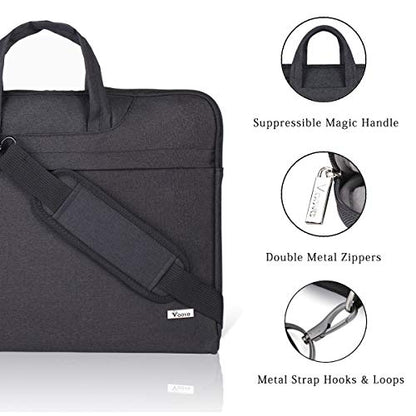 Voova 15.6-15 Inch Laptop Sleeve with Handle, MacBook Sleeve, Black | Splash-proof 15.6-inch laptop sleeve with handle and removable strap; fits notebooks and MacBook Pro for daily commute - color: Black, size: 14-15.6In & 2019 New Macbook Pro 16 Inch