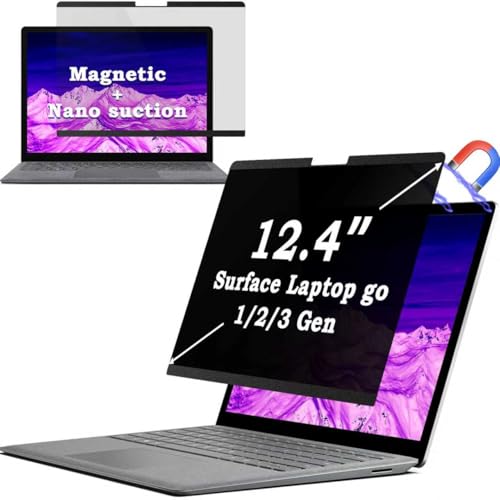 IPROKKO Magnetic Privacy Screen for Surface Laptop Go 3/2/1 Gen 12.4 inch (2023/2022/2020), Removable Anti Glare Blue Light Spy Matte Screen Filter for Microsoft Computer Compatible with Webcam - size: Surface Laptop Go 3/2/1 12.4"