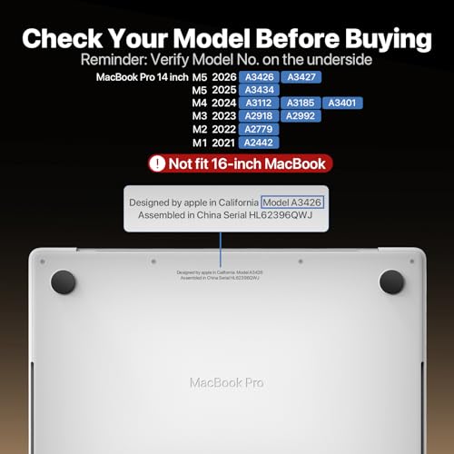 Macaset for MacBook Pro 14 inch Case M5 M4 M3 M2 M1 2026-2021 Laptop Cover | Anti Crack, Clear Blue Matte, Fingerprint & Scratch Resistant, Protective Laptop Hard Shell, Close Seamless, Ultra Thin Fit - color: Midnight Blue Clear