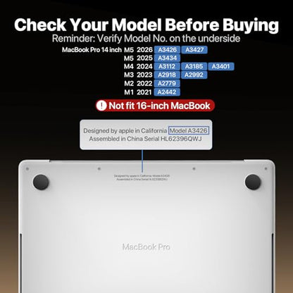 Macaset for MacBook Pro 14 inch Case M5 M4 M3 M2 M1 2026-2021 Laptop Cover | Anti Crack, Clear Blue Matte, Fingerprint & Scratch Resistant, Protective Laptop Hard Shell, Close Seamless, Ultra Thin Fit - color: Midnight Blue Clear