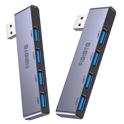 USB Hub 2Pack Right Model, Fidioto 4-Port USB Hub(1 * 3.0 Port, 3 * 2.0 Port) USB Splitter USB Expander for Laptop, Xbox, Flash Drive, HDD, Console, Printer, Camera,Keyborad, Mouse - color: 4in1- 2pcs Right-Grey