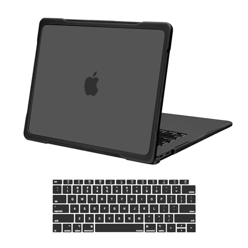 MOSISO Compatible with MacBook Air 13 inch Case M1 2018-2021, Black | Reduces-Fingerprints with Soft TPU Bumper Shell&Keyboard Cover for MacBook Air 13.3 M1, 2021 2020 2019 2018 A2337 A2179 A1932 - color: Black