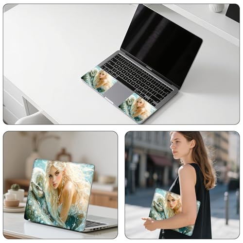 Aesthetic Laptop Skin Sticker, Blonde Maiden with Serpent in Water Waterproof Vinyl Laptop Decal, Removable Bubble Free, Reusable Protective Cover for 13 14 15 15.6 Inch - color: Blonde Maiden with Serpent in Water