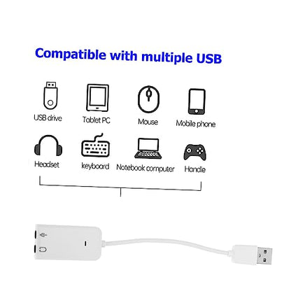 TEHAUX 2Pcs USB External Sound Card Adapter Independent Practical Audio Adapter for Laptop Plug and Sound Quality with Noise Reduction No Driver Required