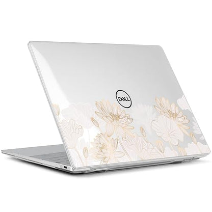 Batianda Gold Lotus Case for Dell XPS 13 Laptop 2024 2025 | Fits Model 9340/9345/9350 13.4" Display, Lightweight Slim Hard Shell Protection for Women Elegant Minimal Style Users - color: Gold Lotus