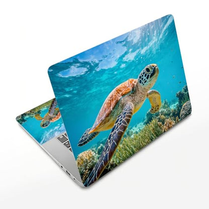 3Pcs Laptop Skin Sticker Decal Ocean PVC Laptop Sticker Fits for 12-16 Inch Notebook Waterproof Scratch Proof Sea Turtle Universal Notebook PC Personalized Protector Gift - style: sea turtle