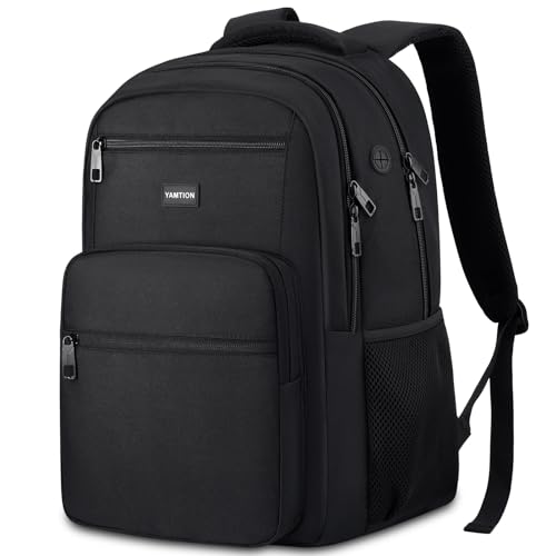 YAMTION Laptop Backpack for Men and Women, Black Backpack, School Backpack for Boys and Girls, Bookbag, Work Backpack Fits 15.6 Inch Laptop and Notebook - color: Black, size: 15.6 inch