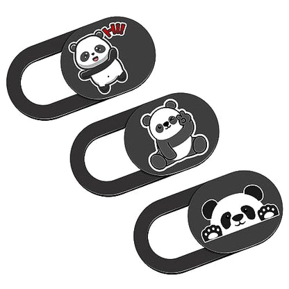 Webcam Cover Slide, Cute Greeting Panda Laptop Camera Cover, Camera Cover Slide Laptop Accessories for Macbook Pro Air iMac Cell Phone iPad iPhone Tablet Echo Chromebook, Guard Your Personal Privacy - color: Hi Panda-Black